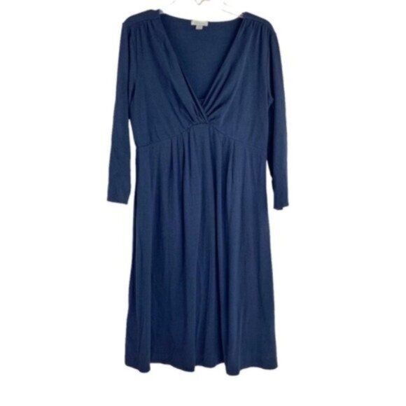 Garnet Hill Faux Wrap Dress in Blue - Picture 1 of 5
